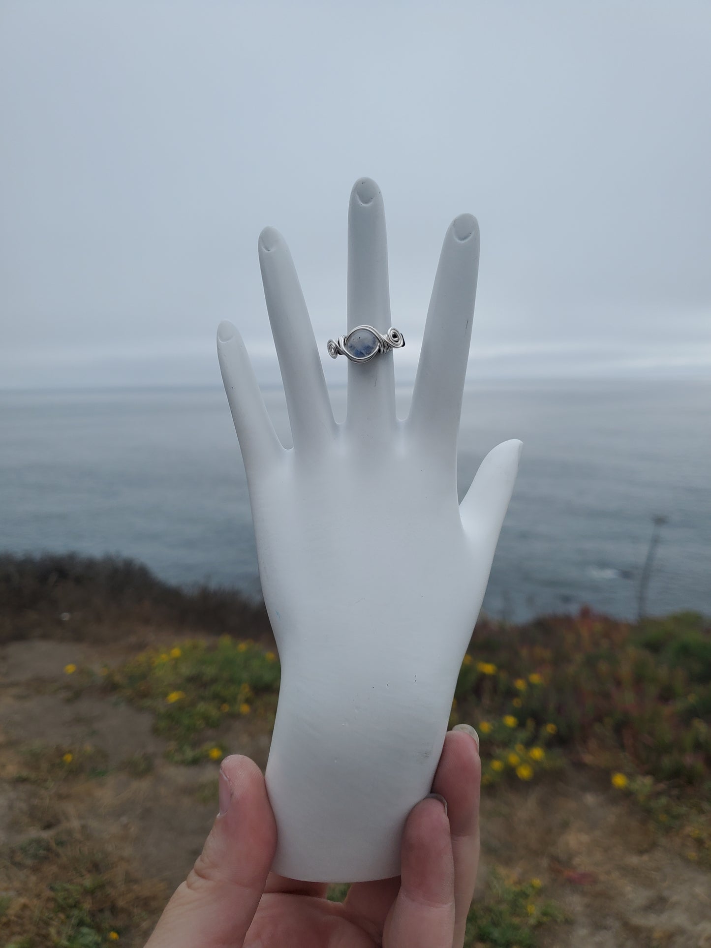 Moonstone Wire Wrapped Ring - Size 5