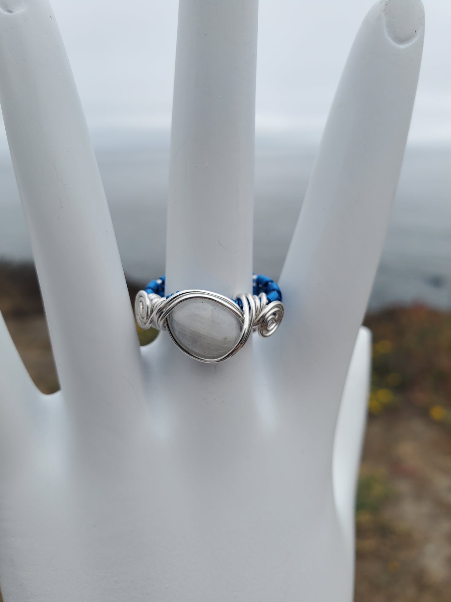Moonstone Wire Wrapped Ring - Size 7
