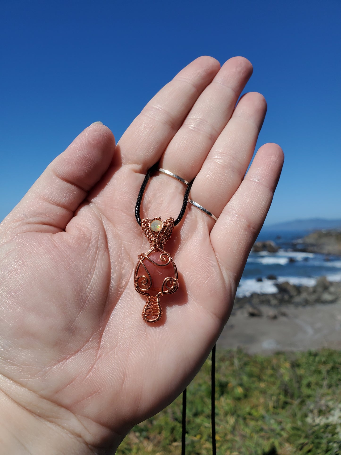 Pink Botswana Agate Mushroom Pendant
