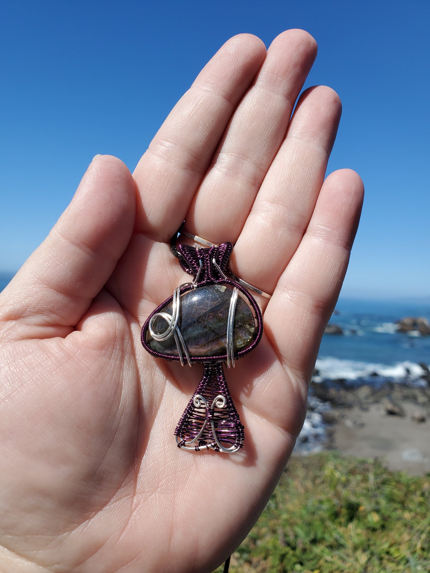 Labradorite Mushroom Pendant