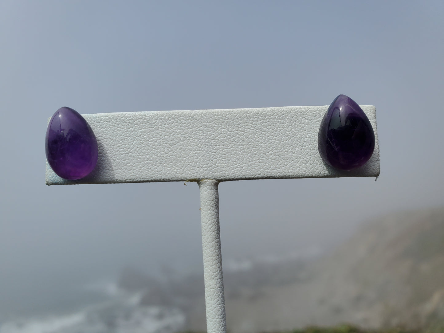 Amethyst Teardrop Stud Earrings