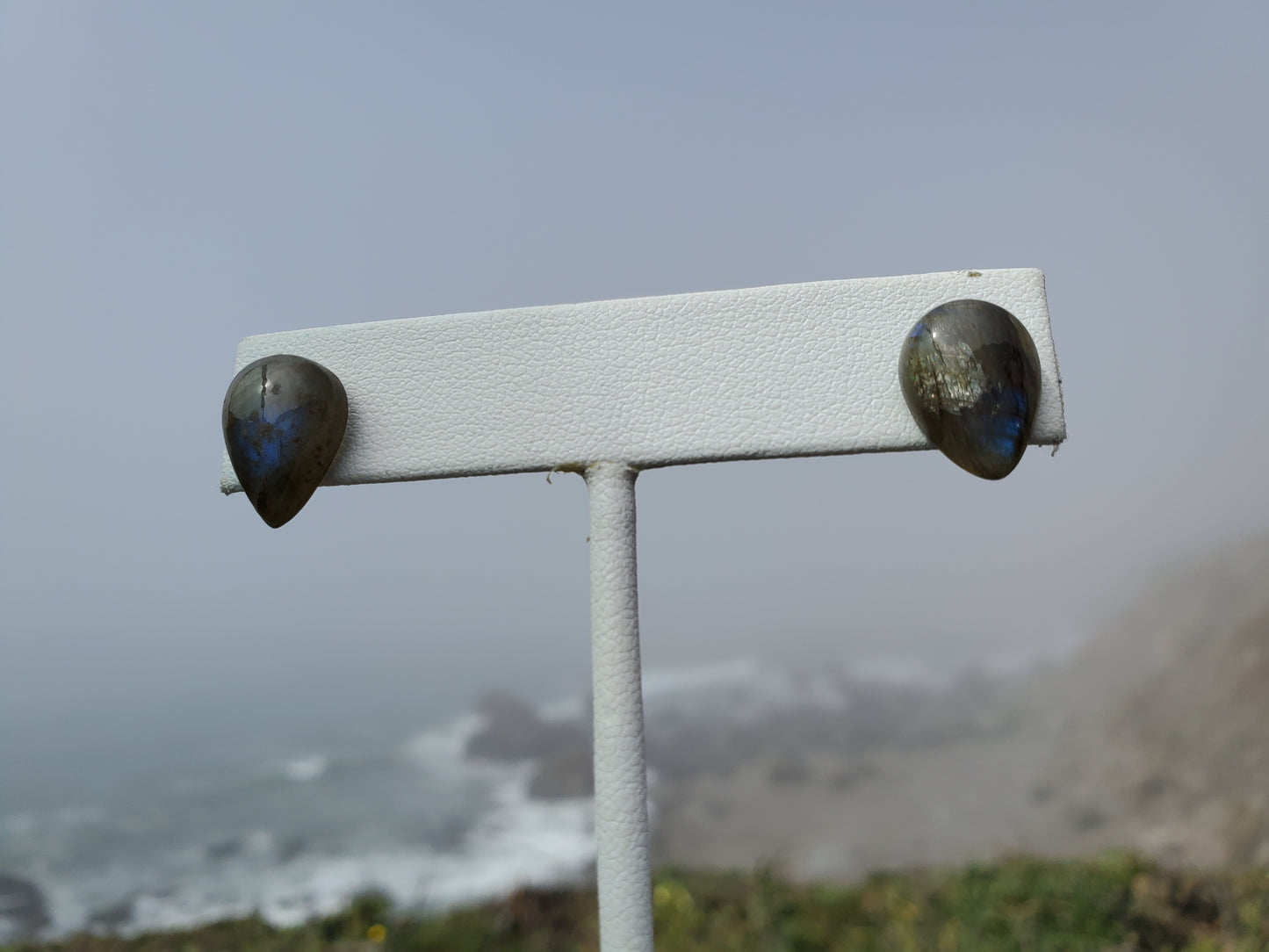 Labradorite Teardrop Stud Earrings