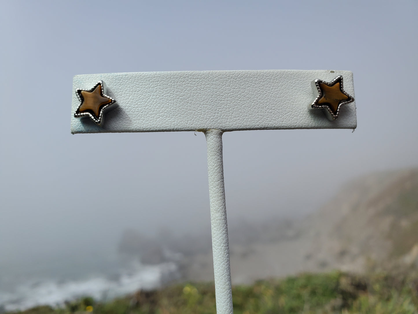 Tiger Eye Star Stud Earrings