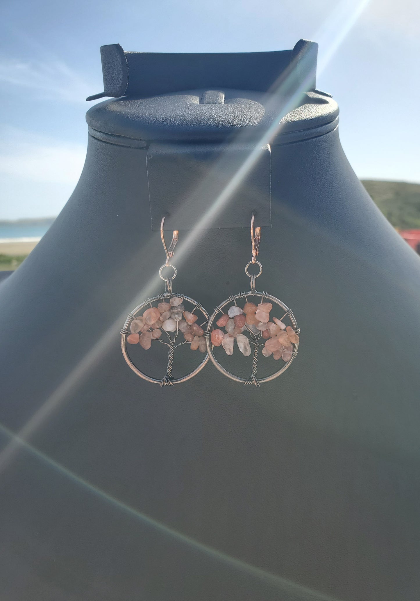 Copper Carnelian Tree Earrings