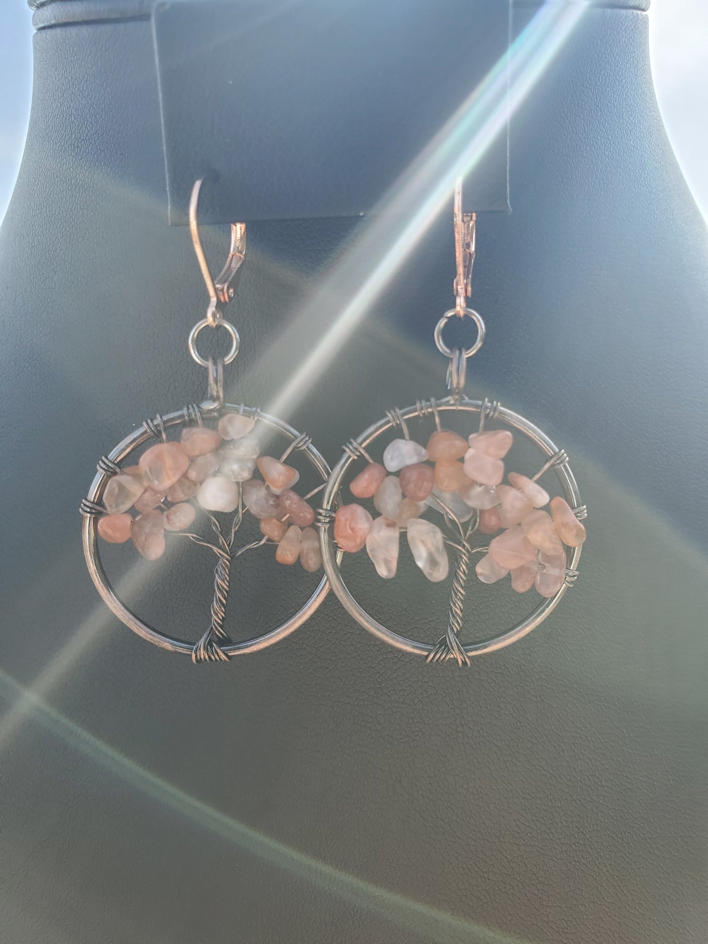 Copper Carnelian Tree Earrings