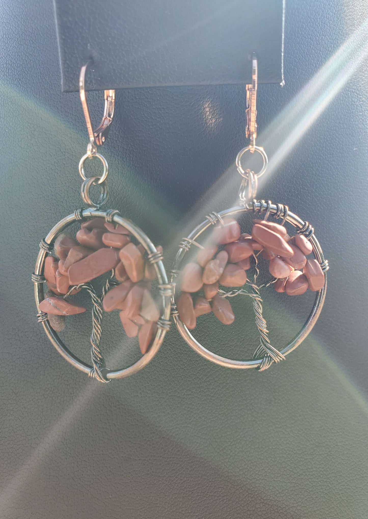 Copper Red Jasper Tree Earrings