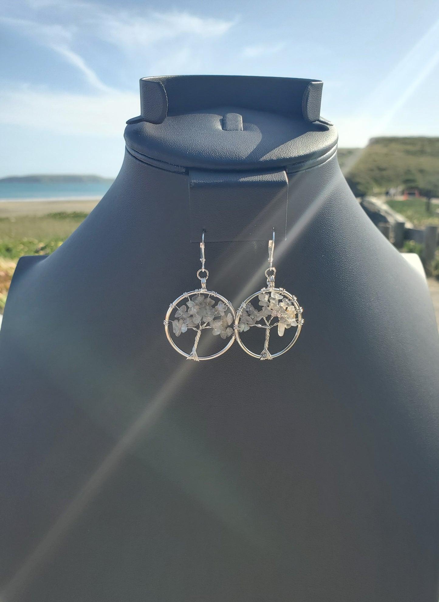 Silver Labradorite Tree Earrings