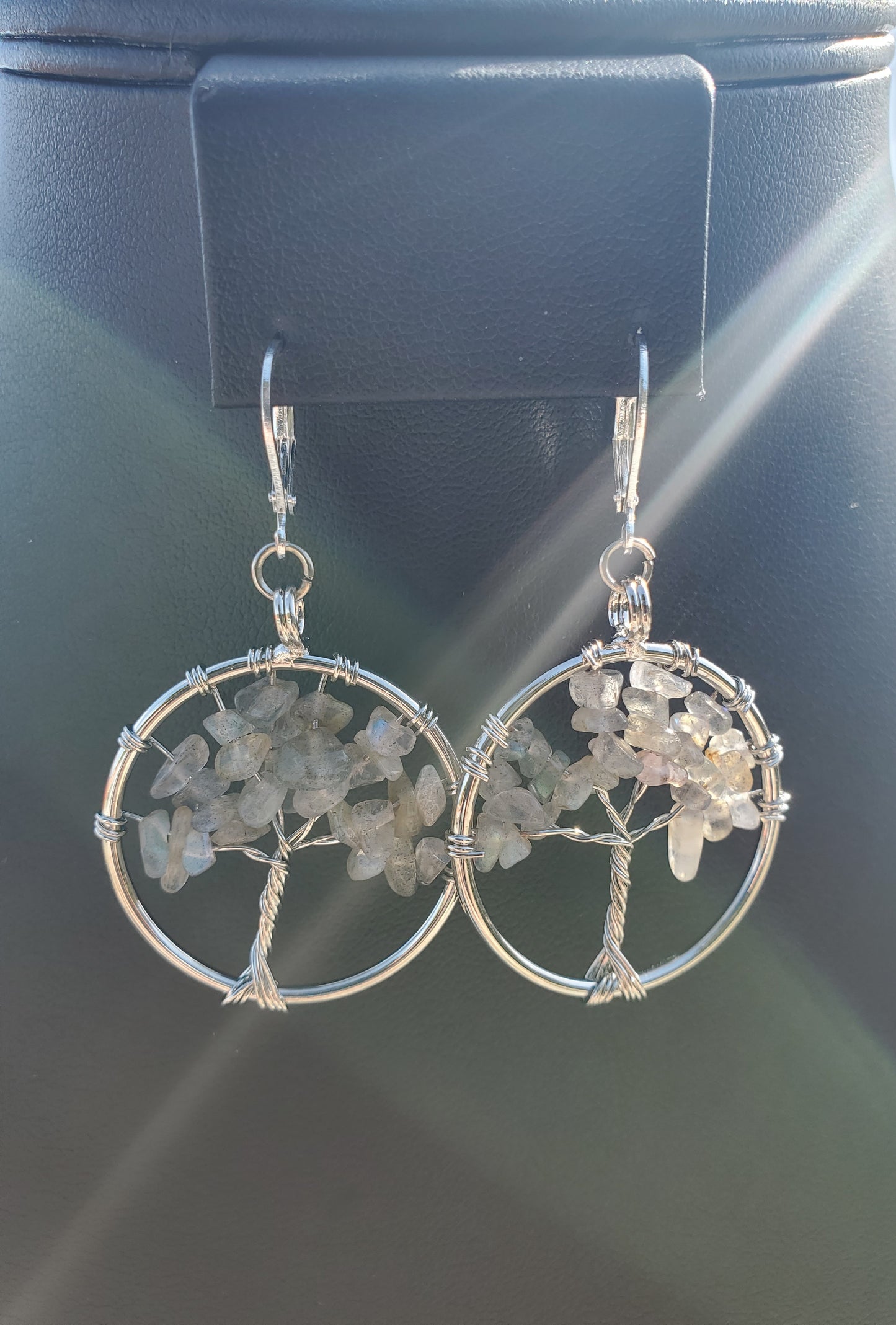 Silver Labradorite Tree Earrings