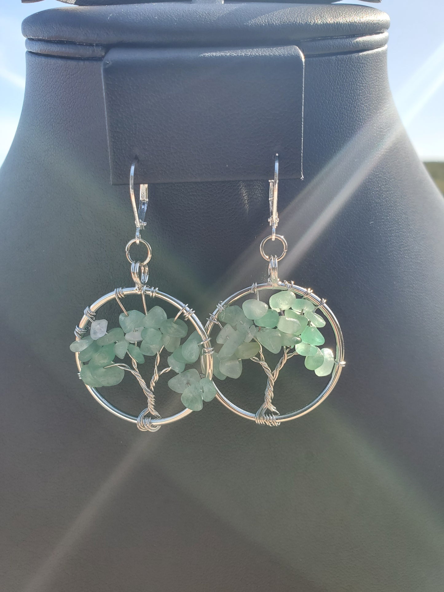 Silver Amazonite Tree Earrings