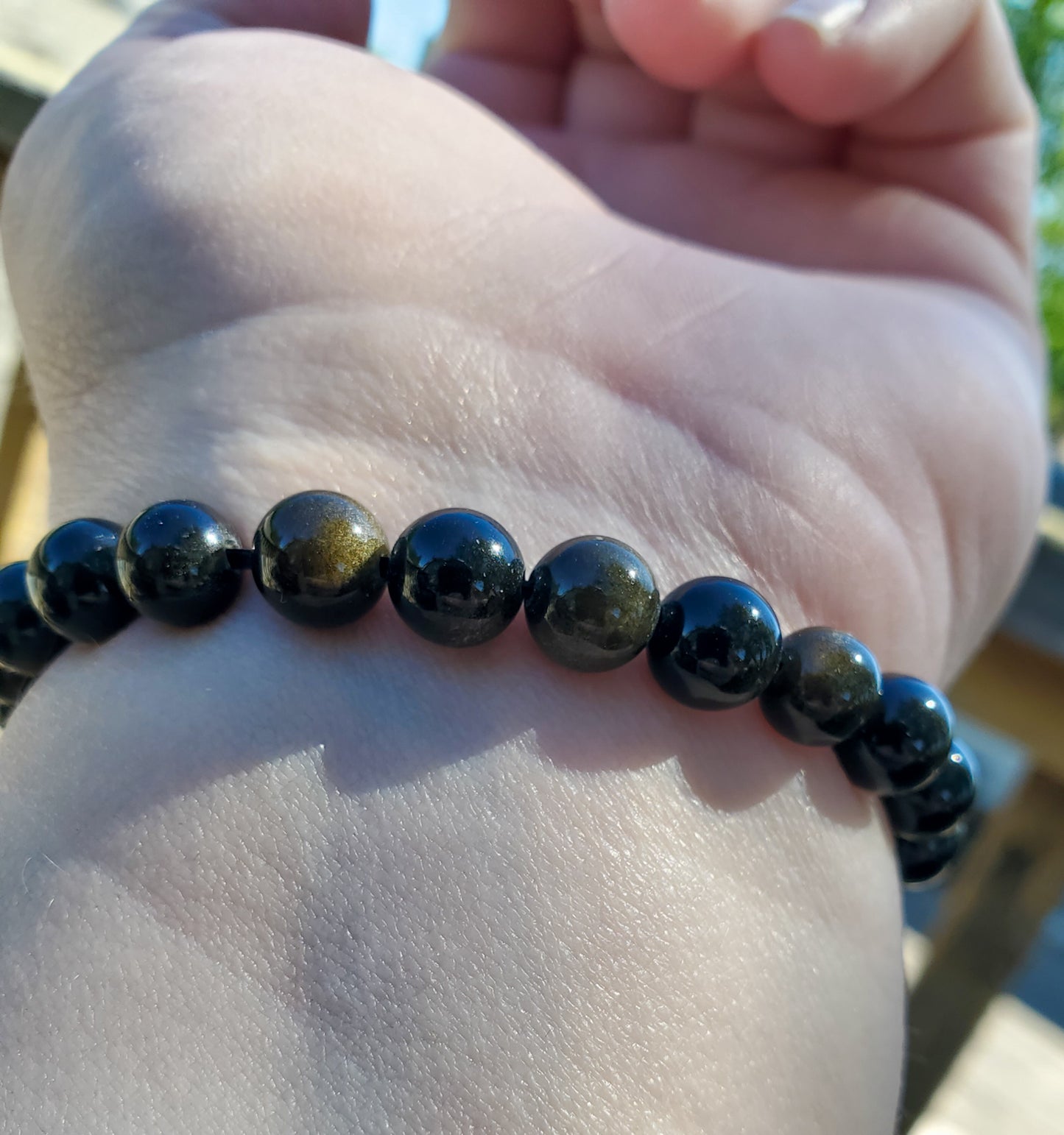 8mm Golden Sheen Obsidian Bracelet