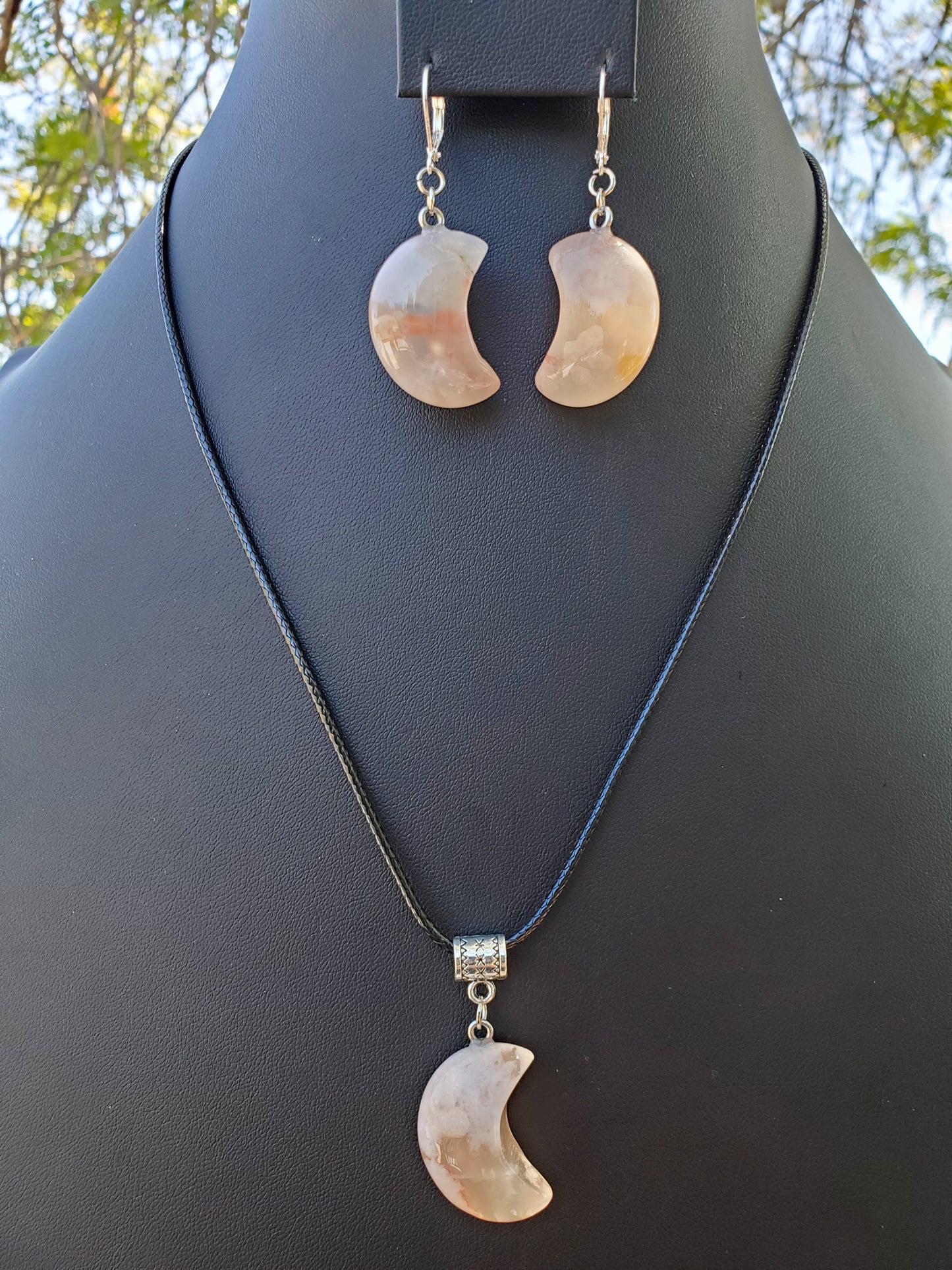 Flower Agate Moon Set