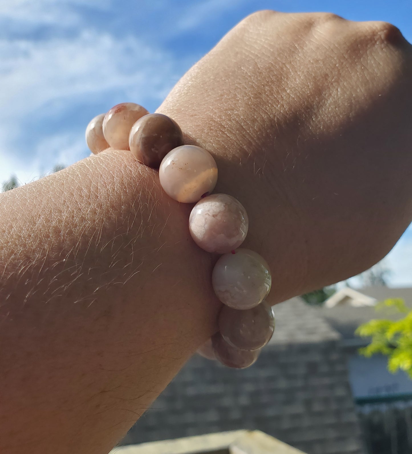 16mm Cherry Flower Agate Bracelet