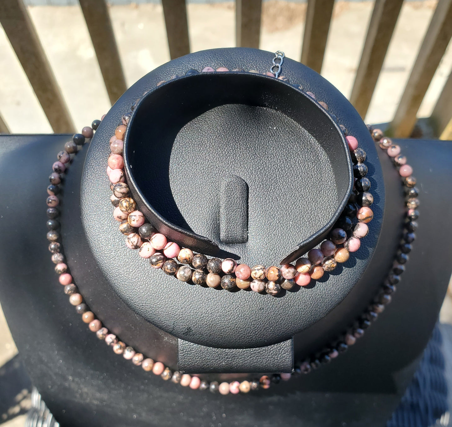 4mm Rhodonite Double Wrap Bracelet/Necklace
