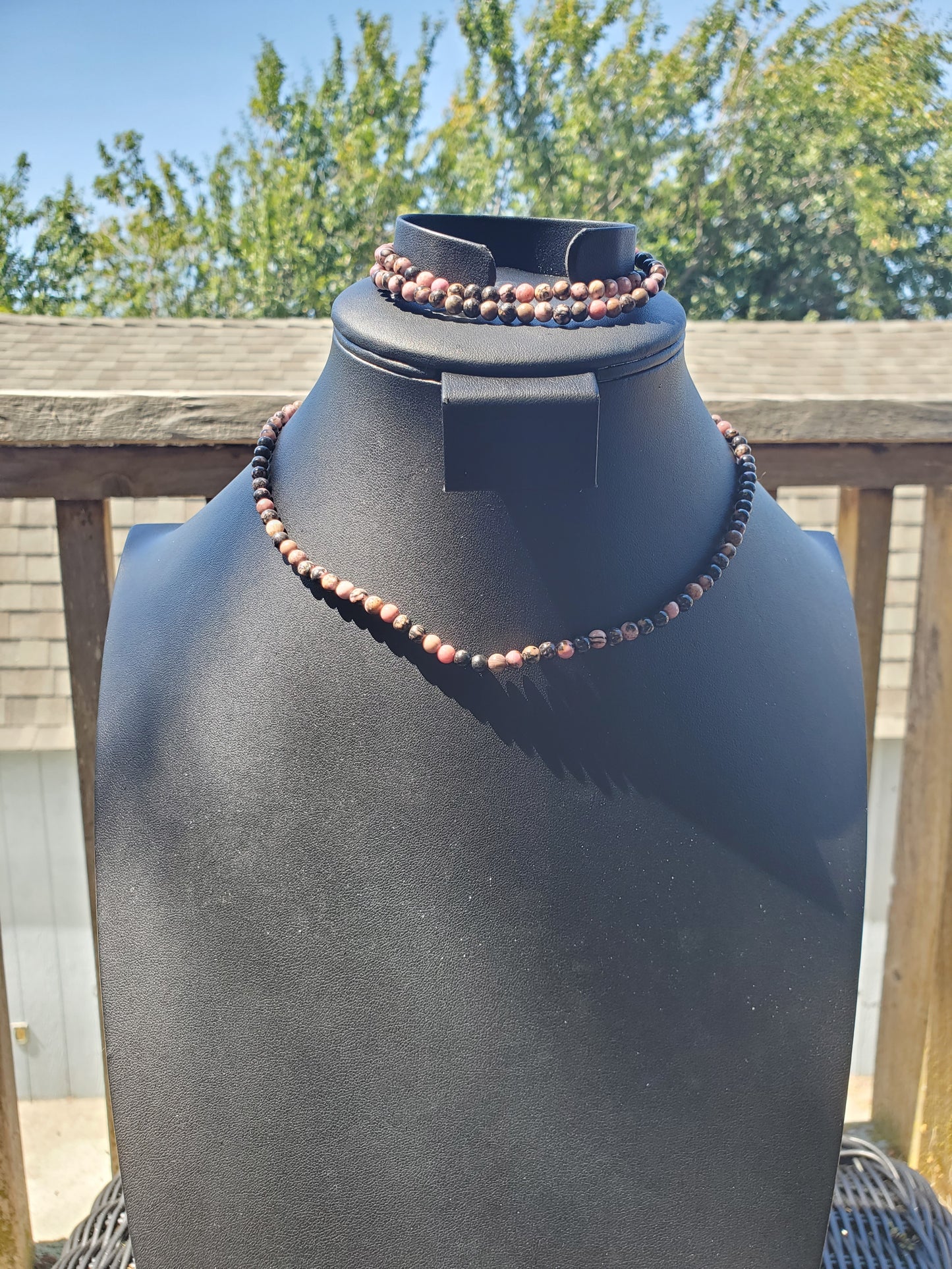 4mm Rhodonite Double Wrap Bracelet/Necklace