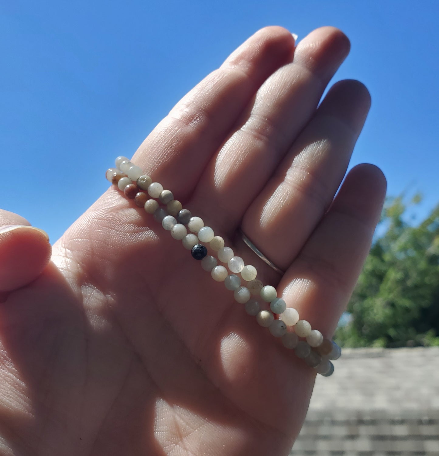 4mm Aragonite Double Wrap Bracelet/Necklace