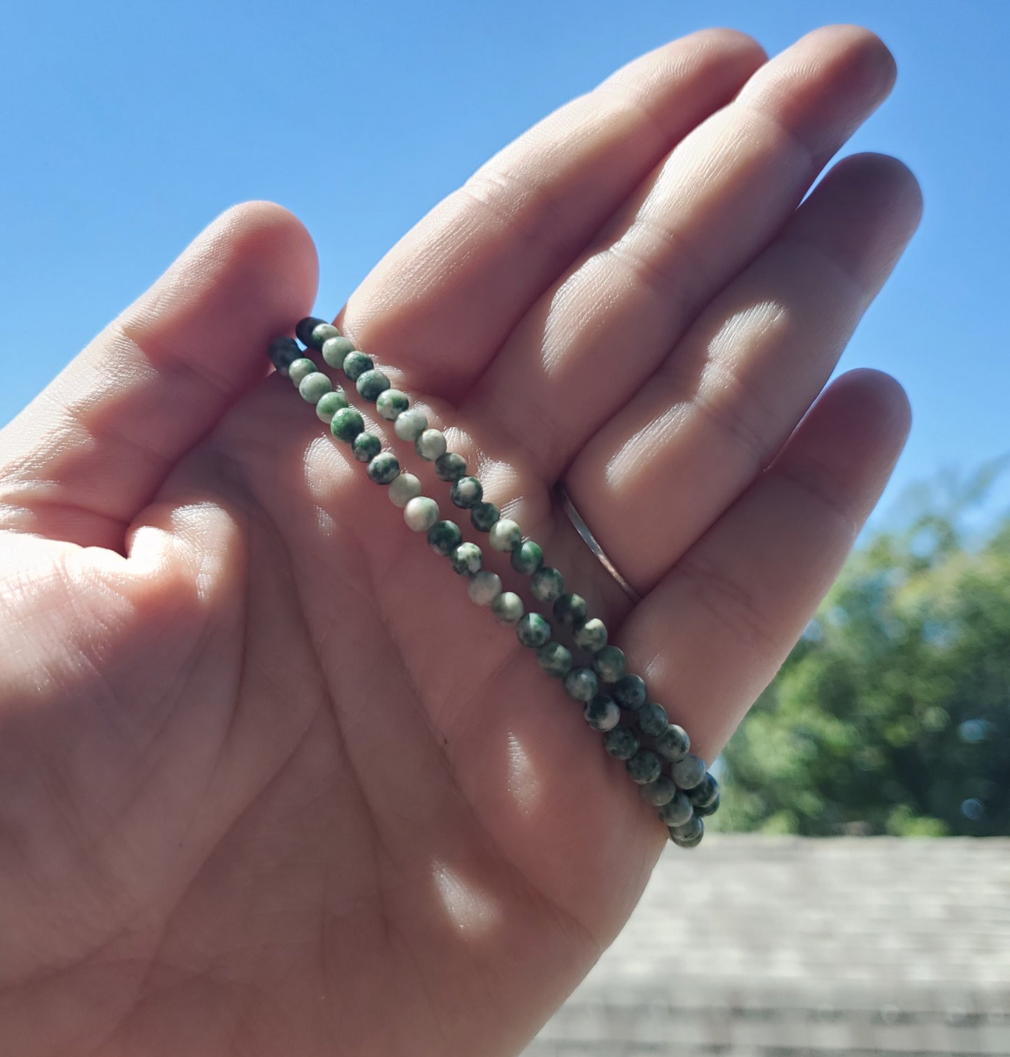 4mm Green Dot Jasper Double Wrap Bracelet/Necklace