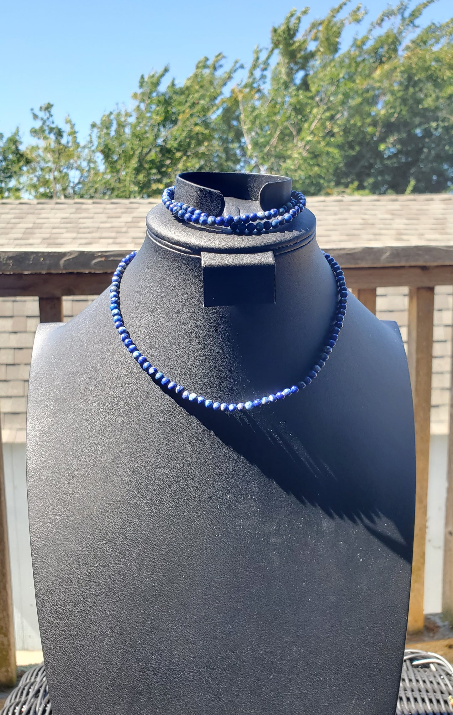 4mm Lapis Lazuli Double Wrap Bracelet/Necklace