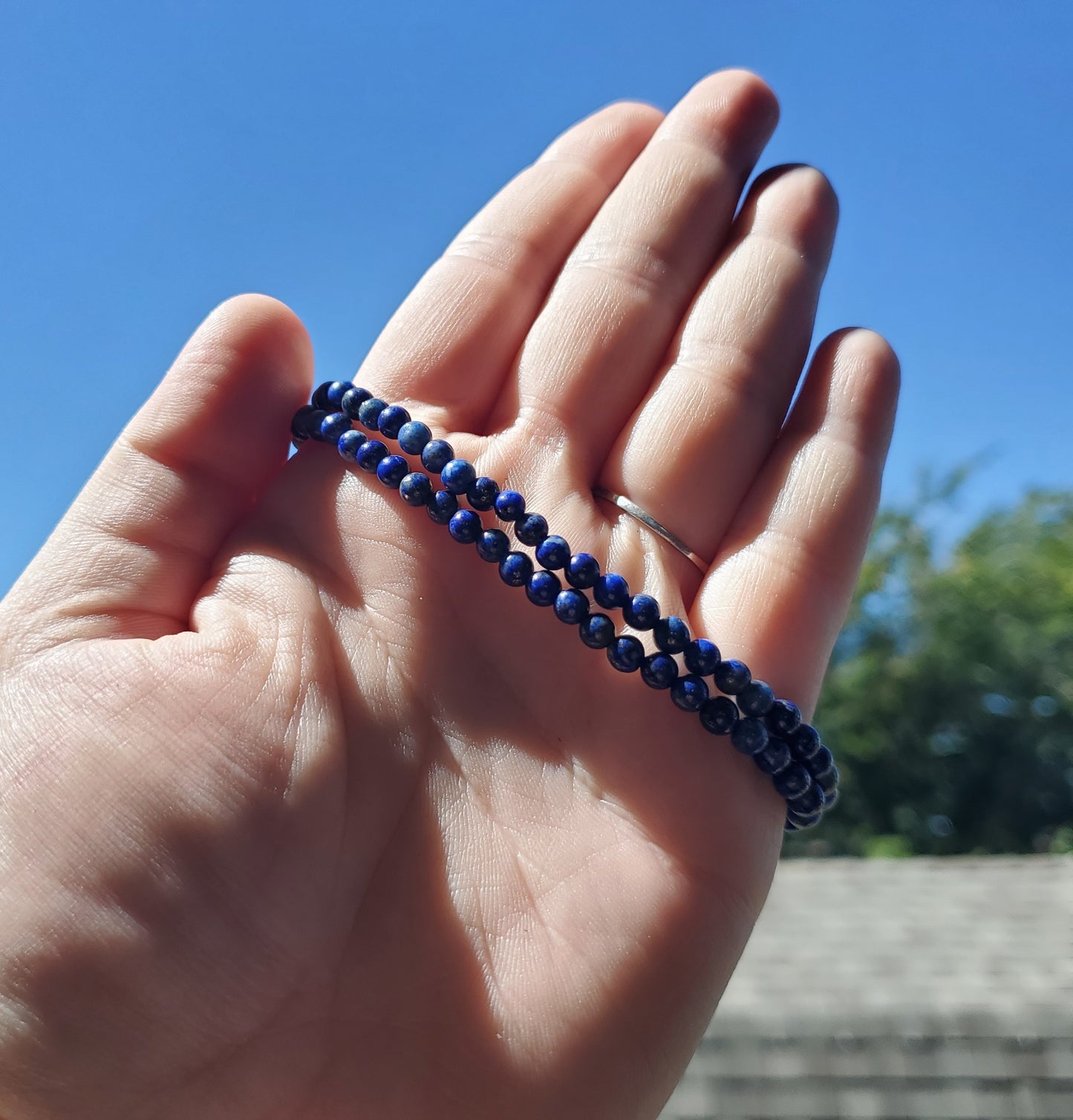 4mm Lapis Lazuli Double Wrap Bracelet/Necklace