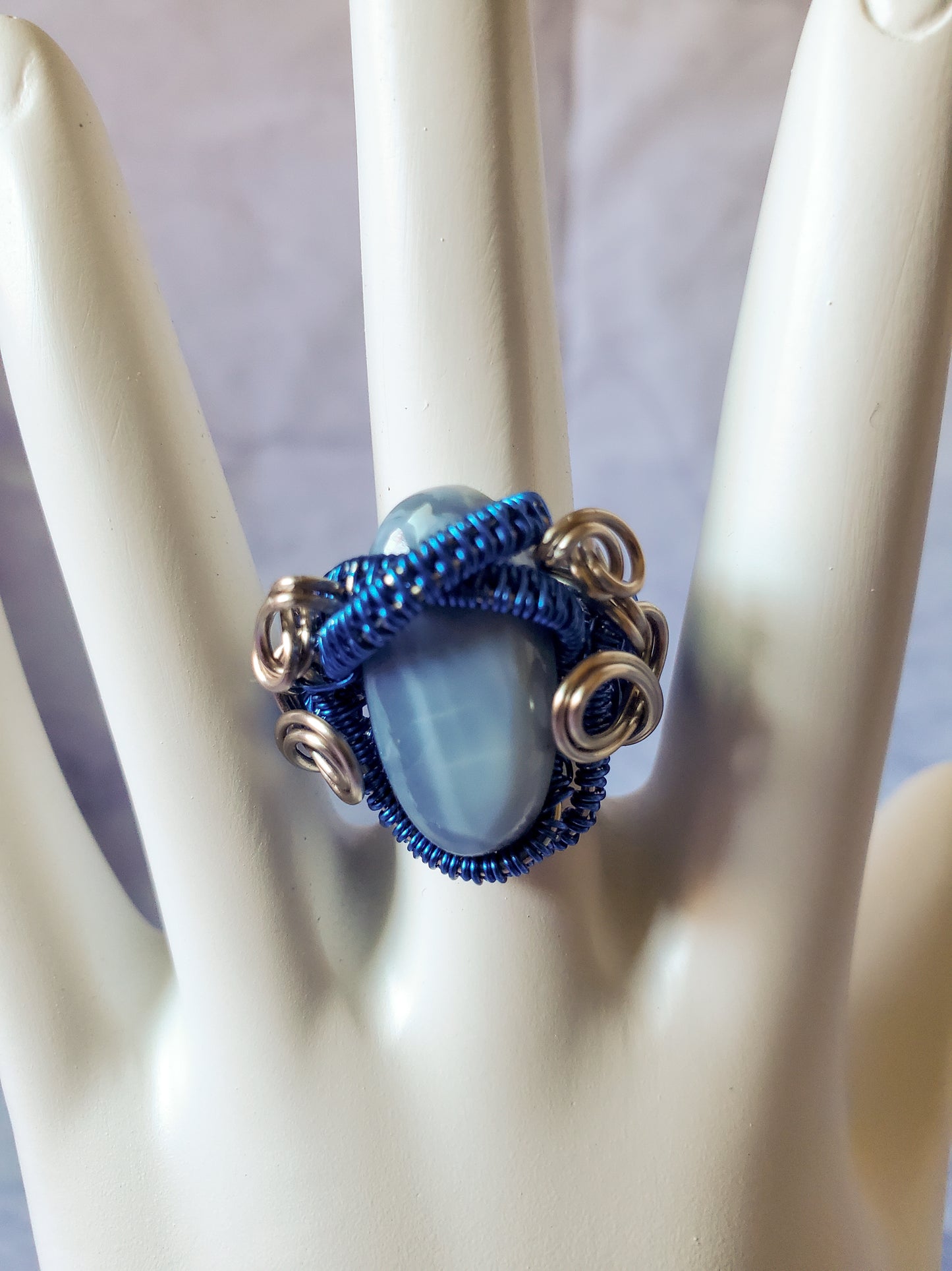 Blue Opal Oval Ring