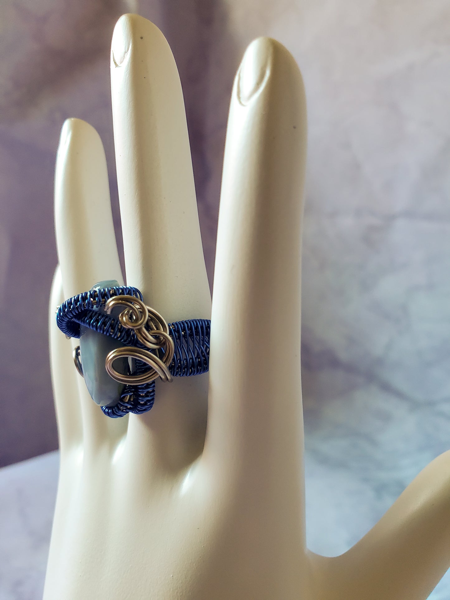 Blue Opal Oval Ring