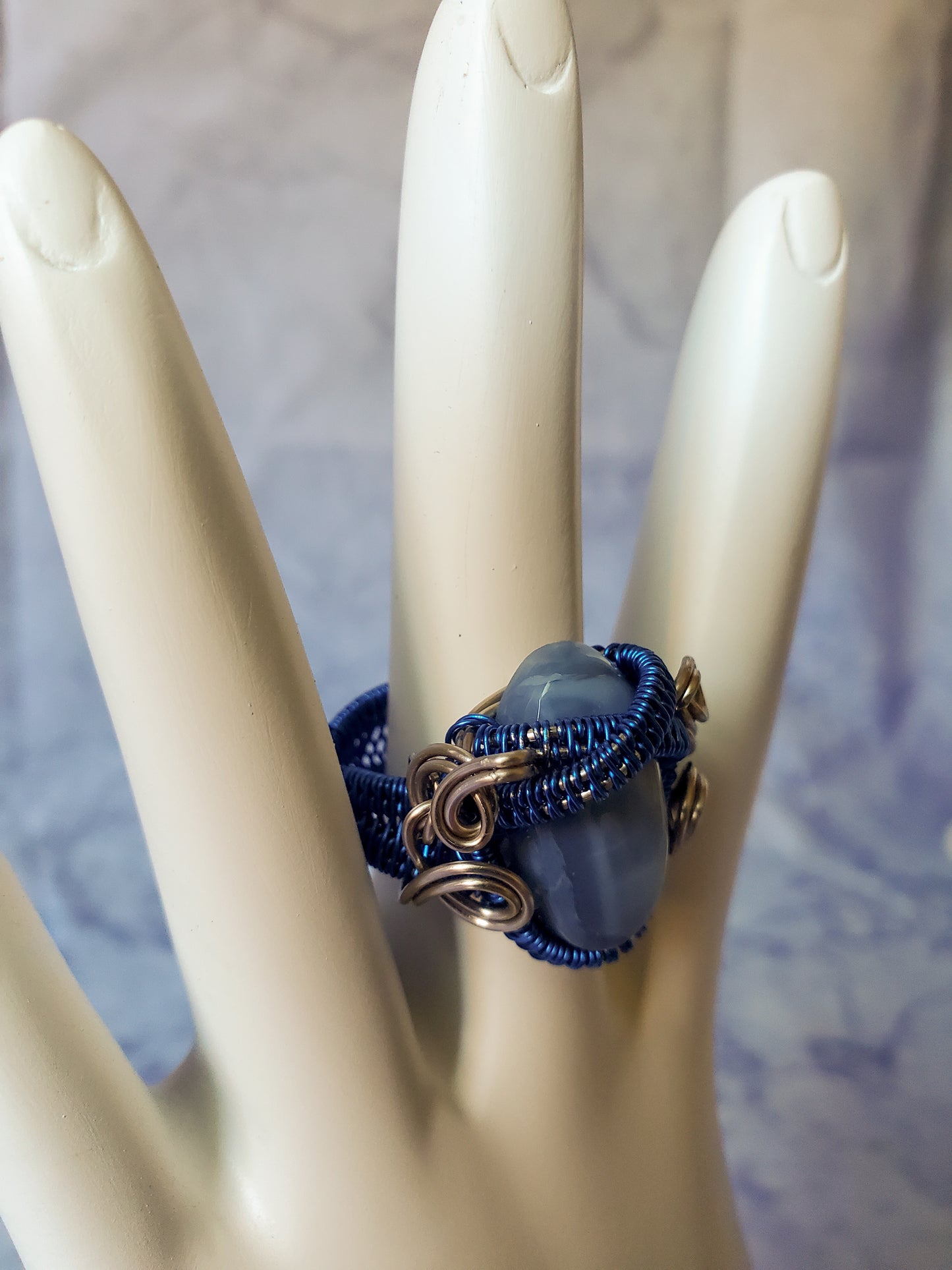 Blue Opal Oval Ring