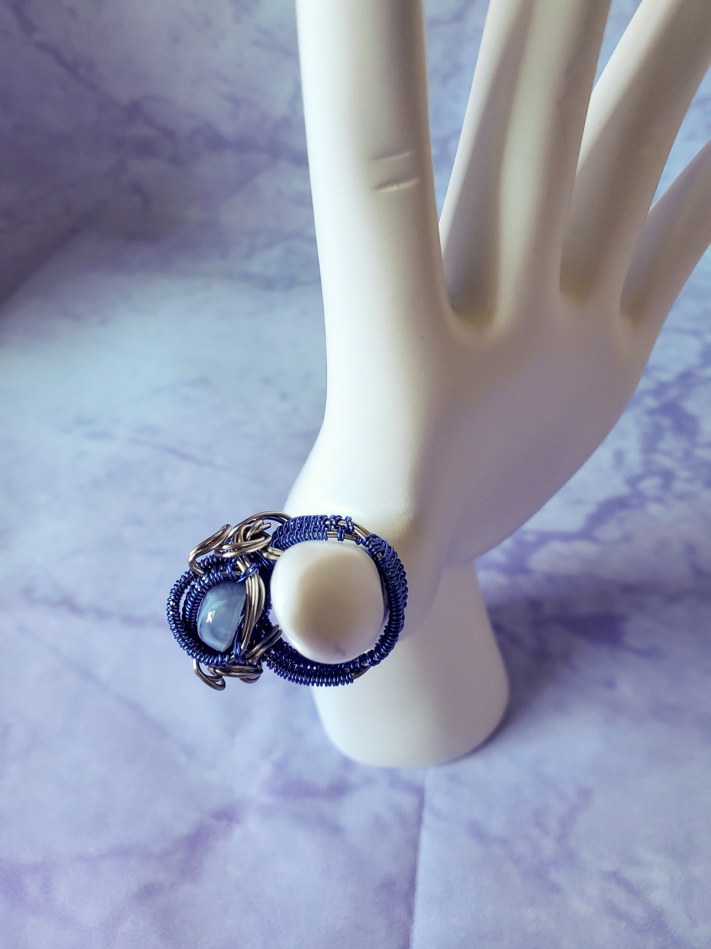 Blue Opal Oval Ring