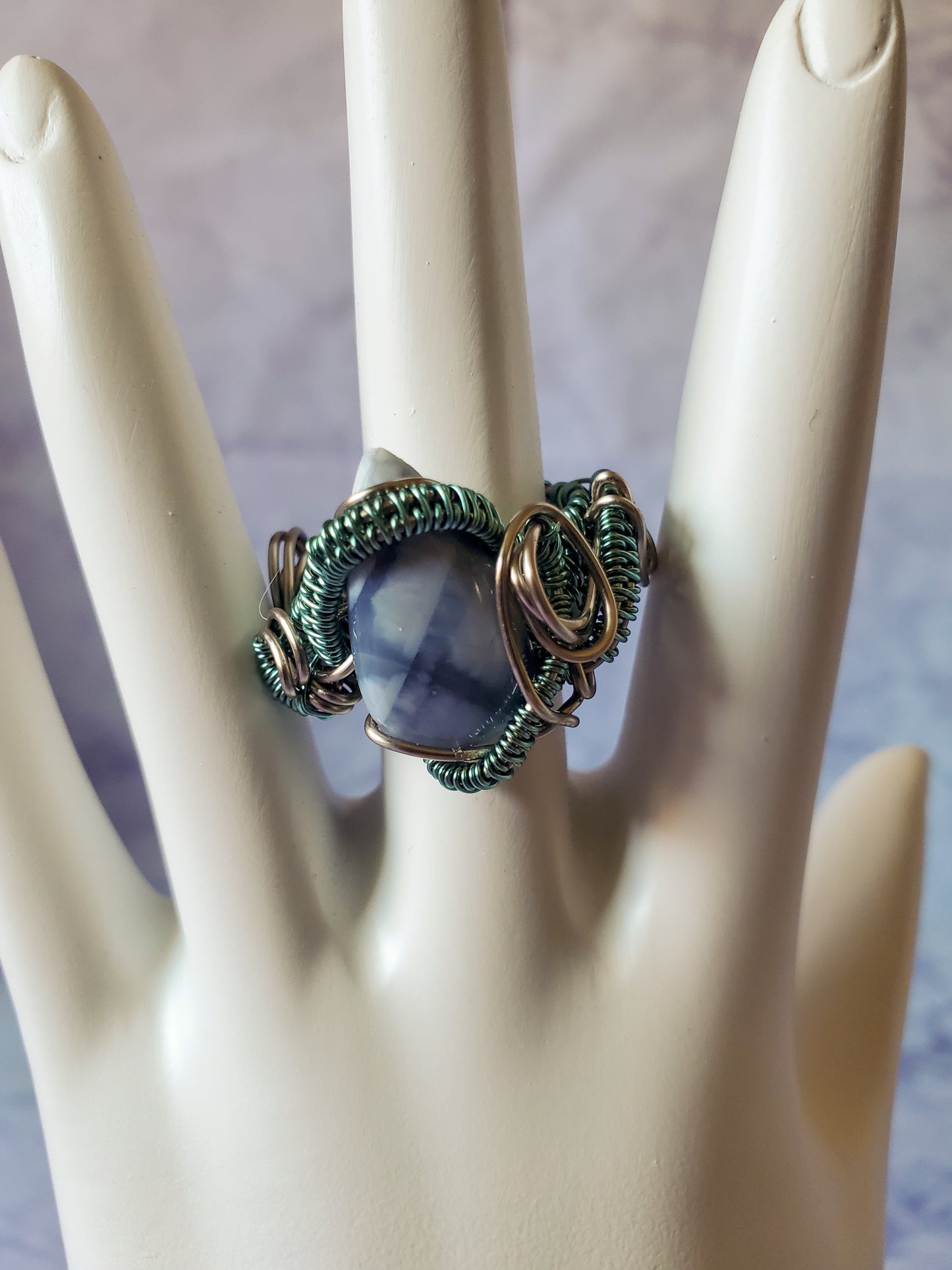 Blue Opal Teardrop Ring