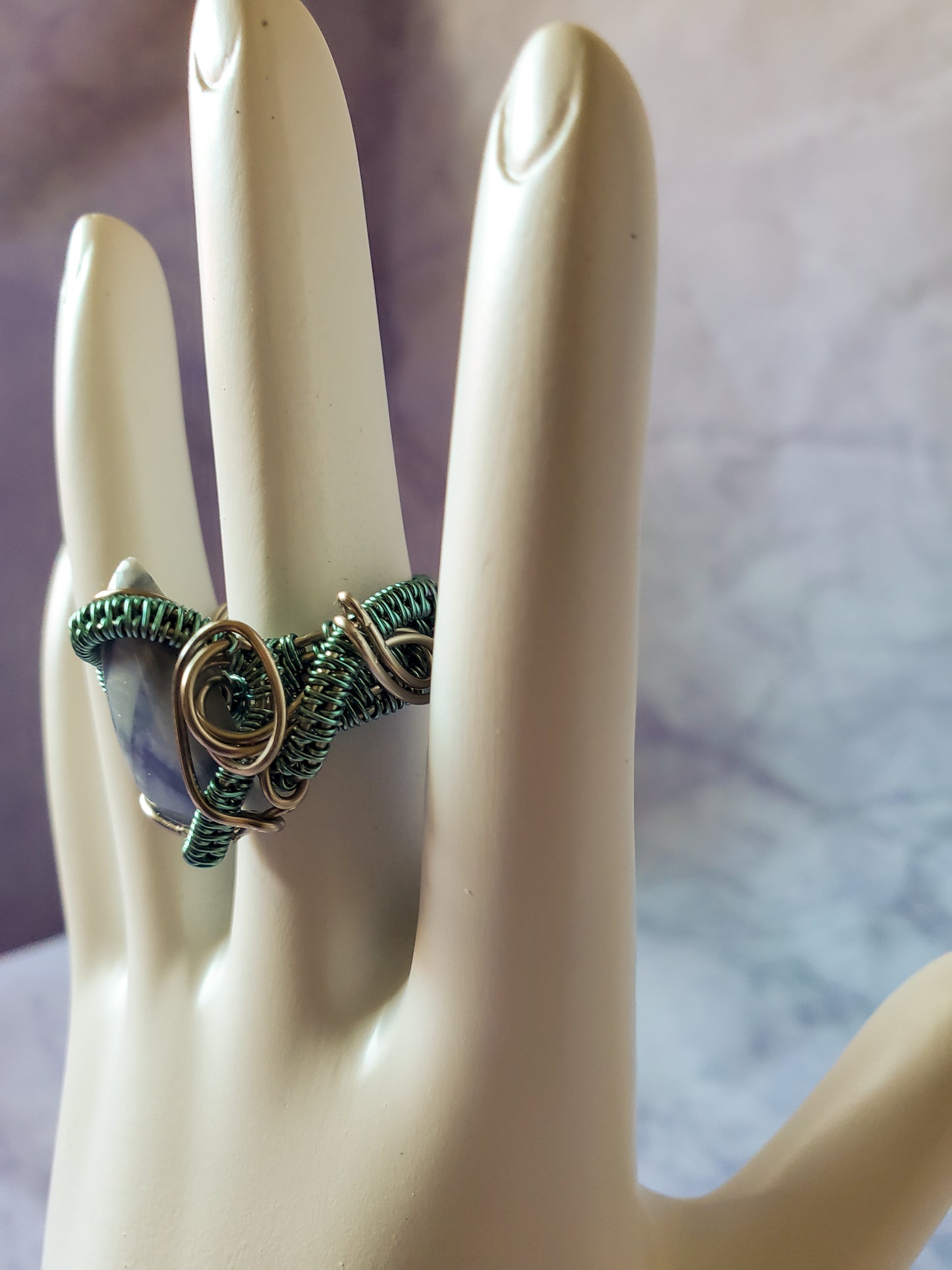 Blue Opal Teardrop Ring