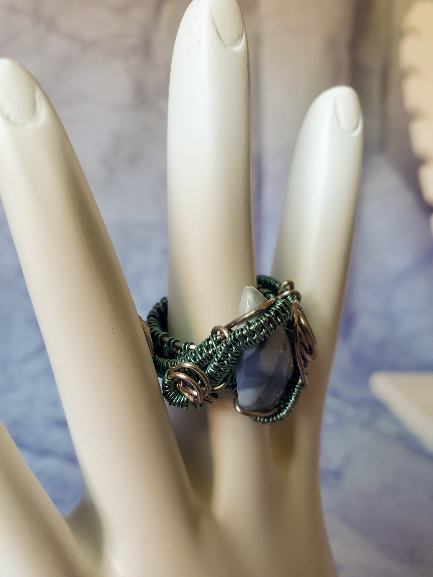 Blue Opal Teardrop Ring