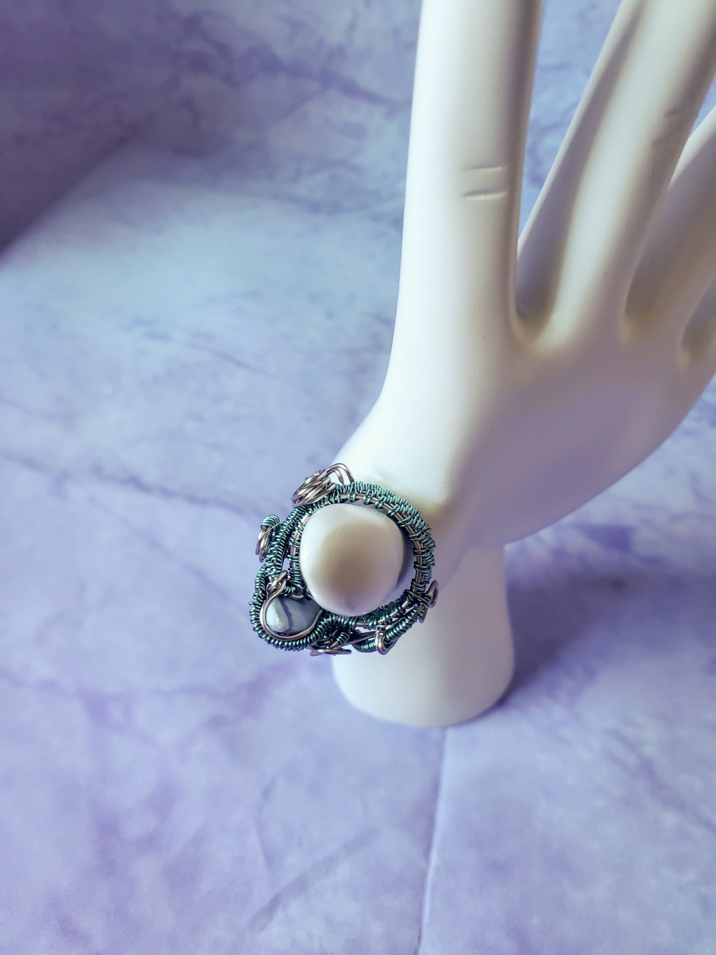 Blue Opal Teardrop Ring