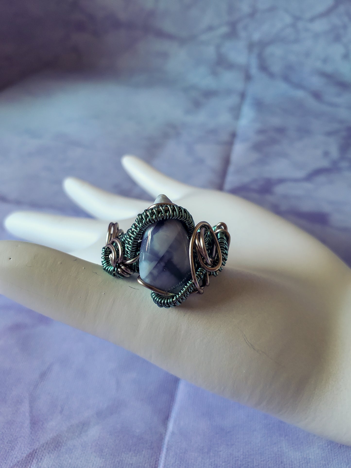 Blue Opal Teardrop Ring