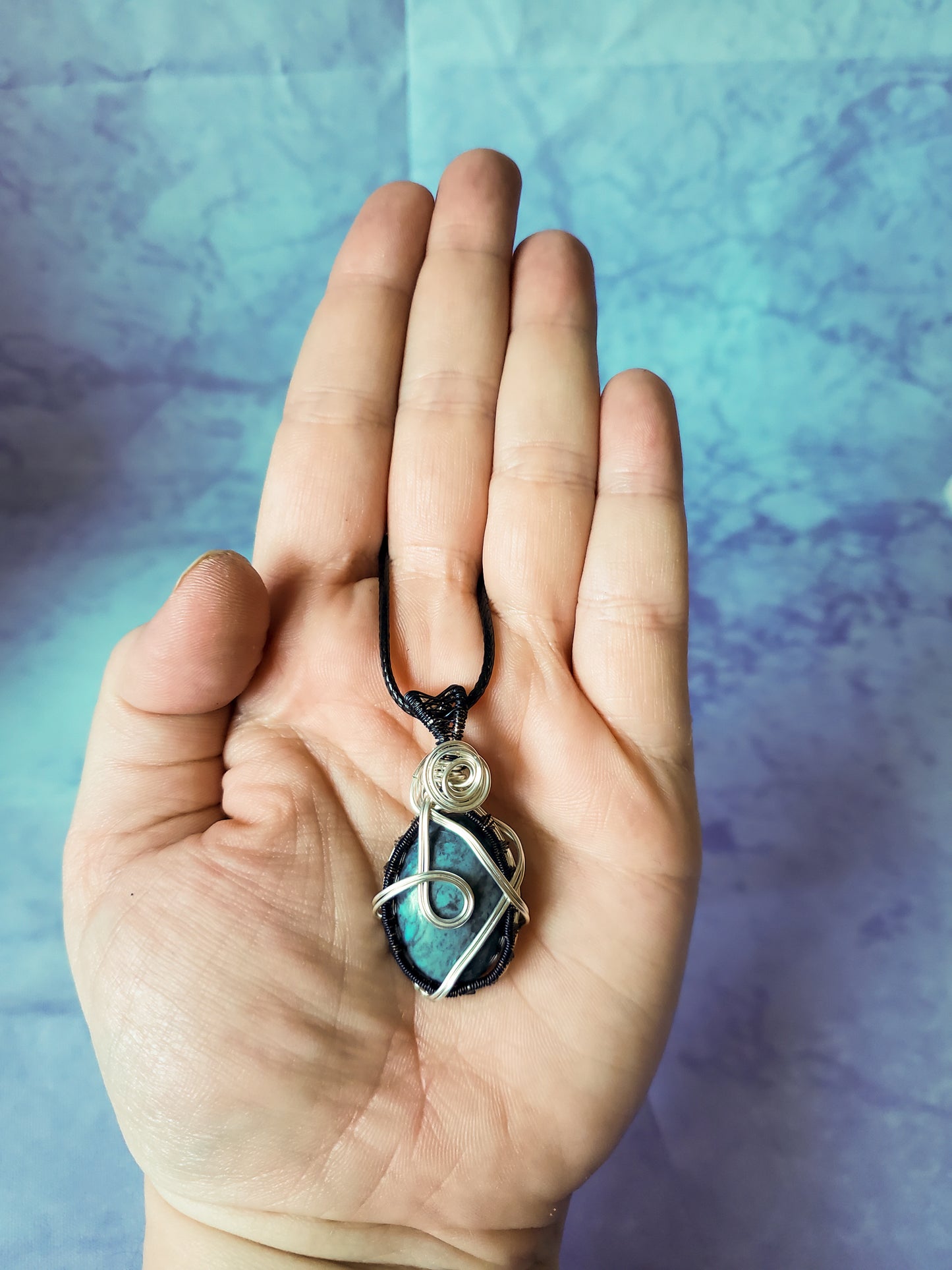 Blue Ripple Stone Pendant