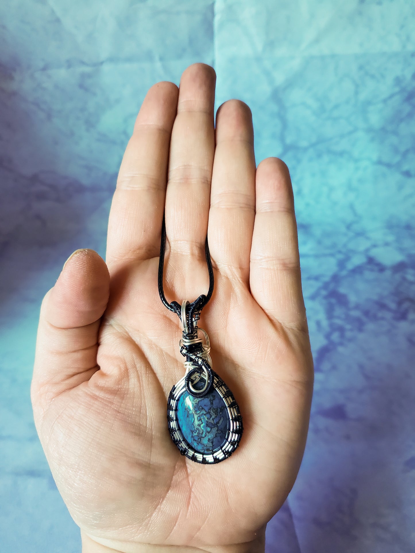 Blue Ripple Stone Pendant