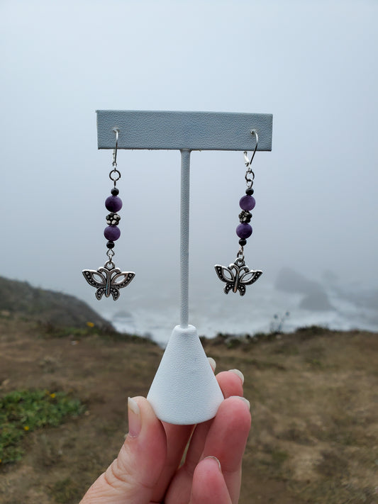 Amethyst Butterfly Earrings