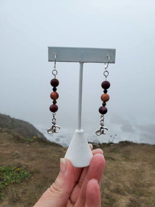 Mookiate and Tiger Eye Monkey Earrings