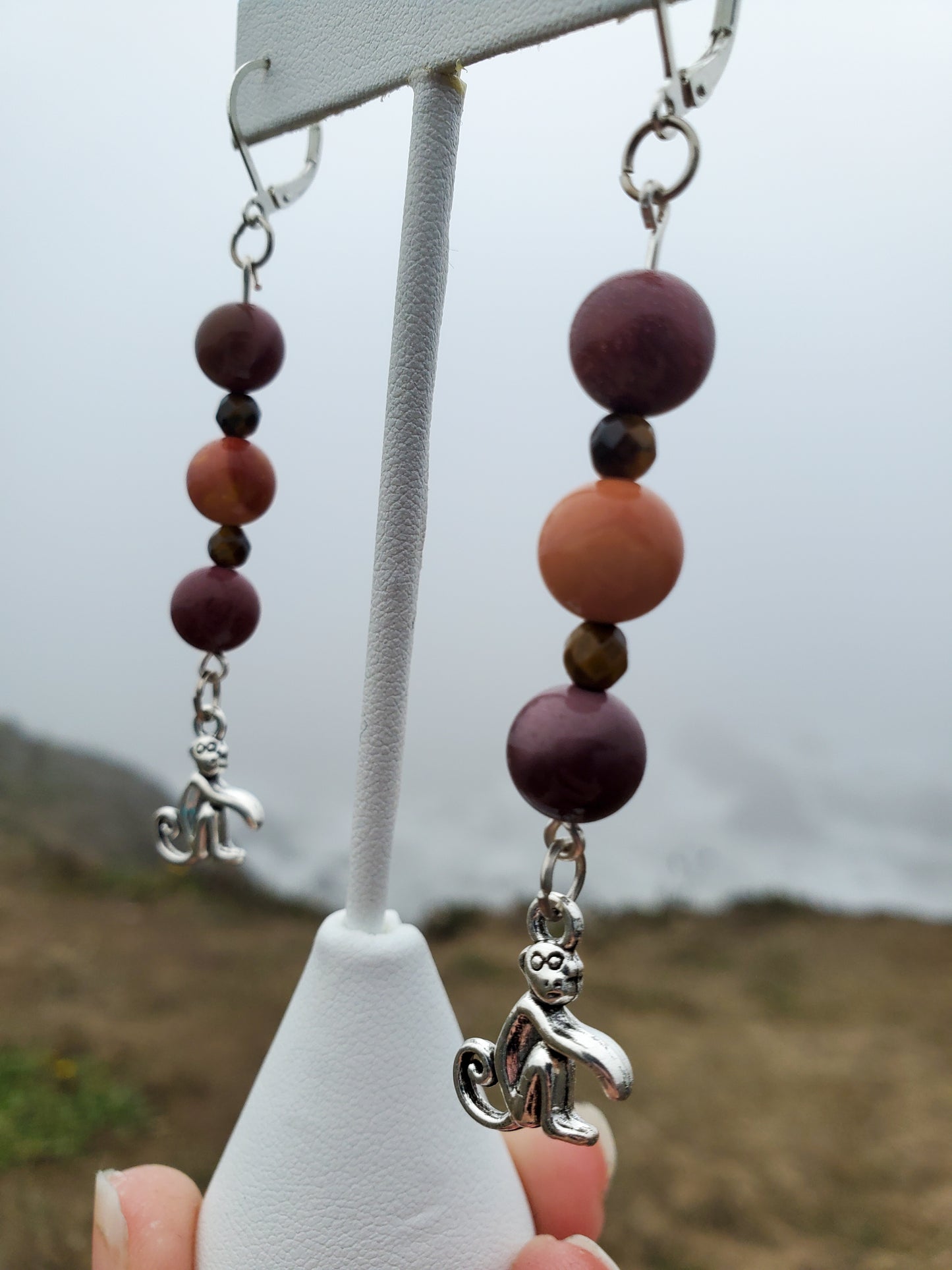 Mookiate and Tiger Eye Monkey Earrings