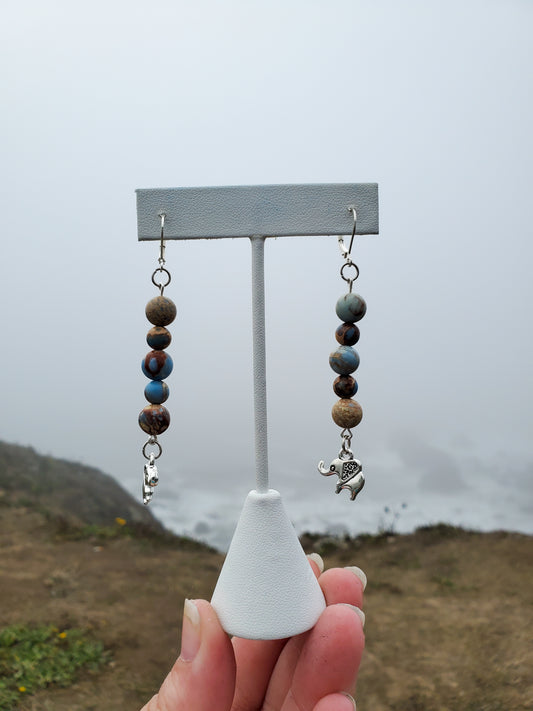 Imperial Jasper Elephant Earrings