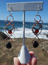 Load image into Gallery viewer, Carnelian and Black Rutiliated Quartz Earrings
