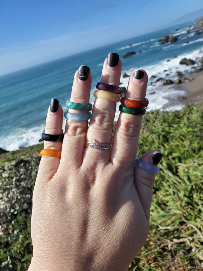 Faceted Stone Agate Rings