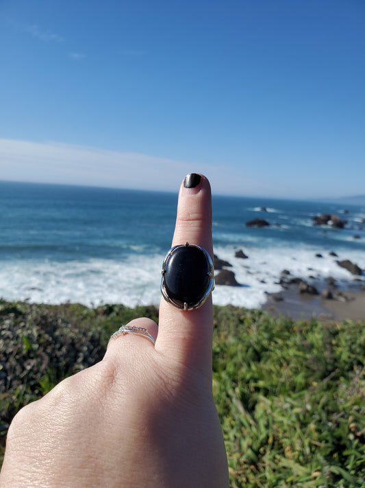 Obsidian Ring - Size 8.5 (Adjustable)