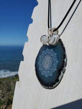 Load image into Gallery viewer, Mandala Etched Agate Slice Pendant

