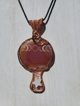 Load image into Gallery viewer, Moon Phase Etched Agate Mushroom Pendant
