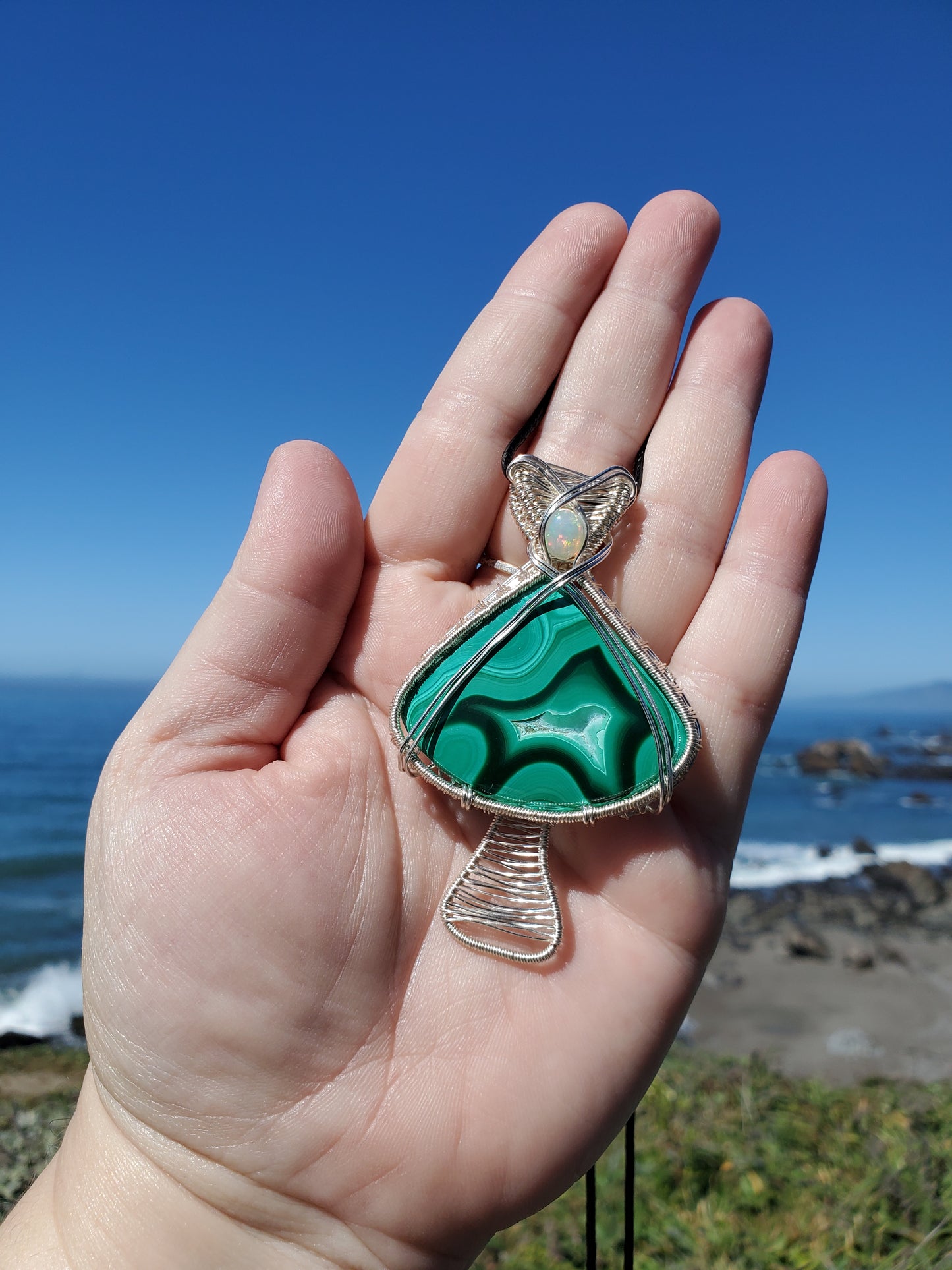 Malachite Mushroom Pendant