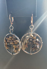 Load image into Gallery viewer, Copper Tiger Eye Tree Earrings
