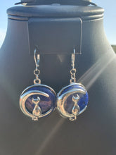 Load image into Gallery viewer, Lapis Lazuli Disk Cat Earrings
