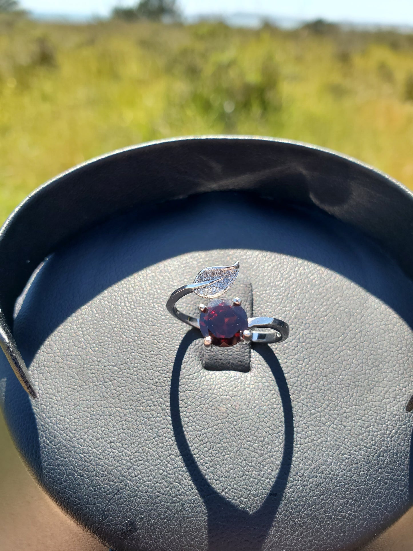 Garnet Flower Ring