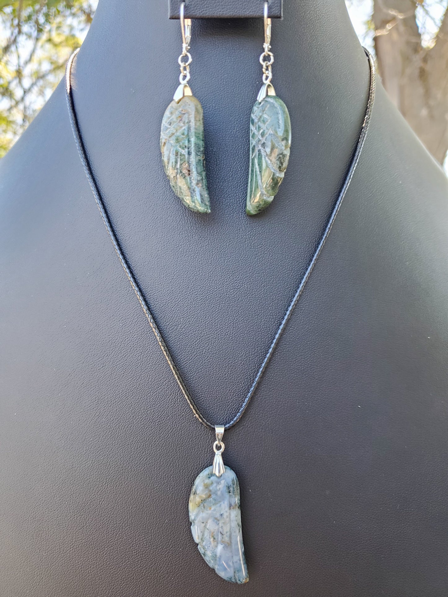 Moss Agate Wing Set