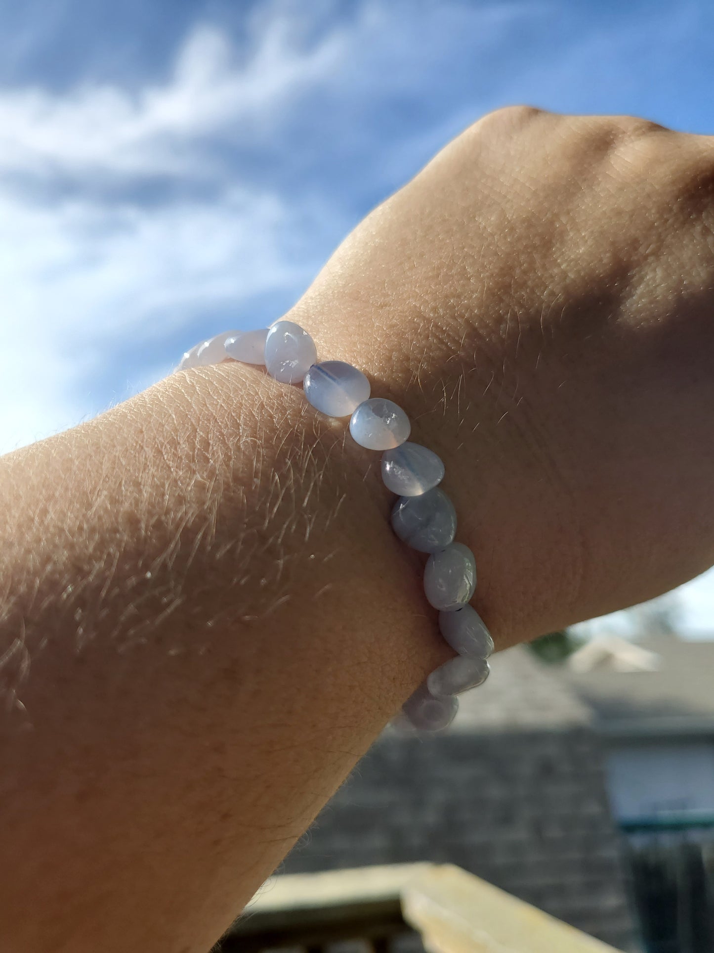 7mm Blue Lace Tumbled Chip Bracelet