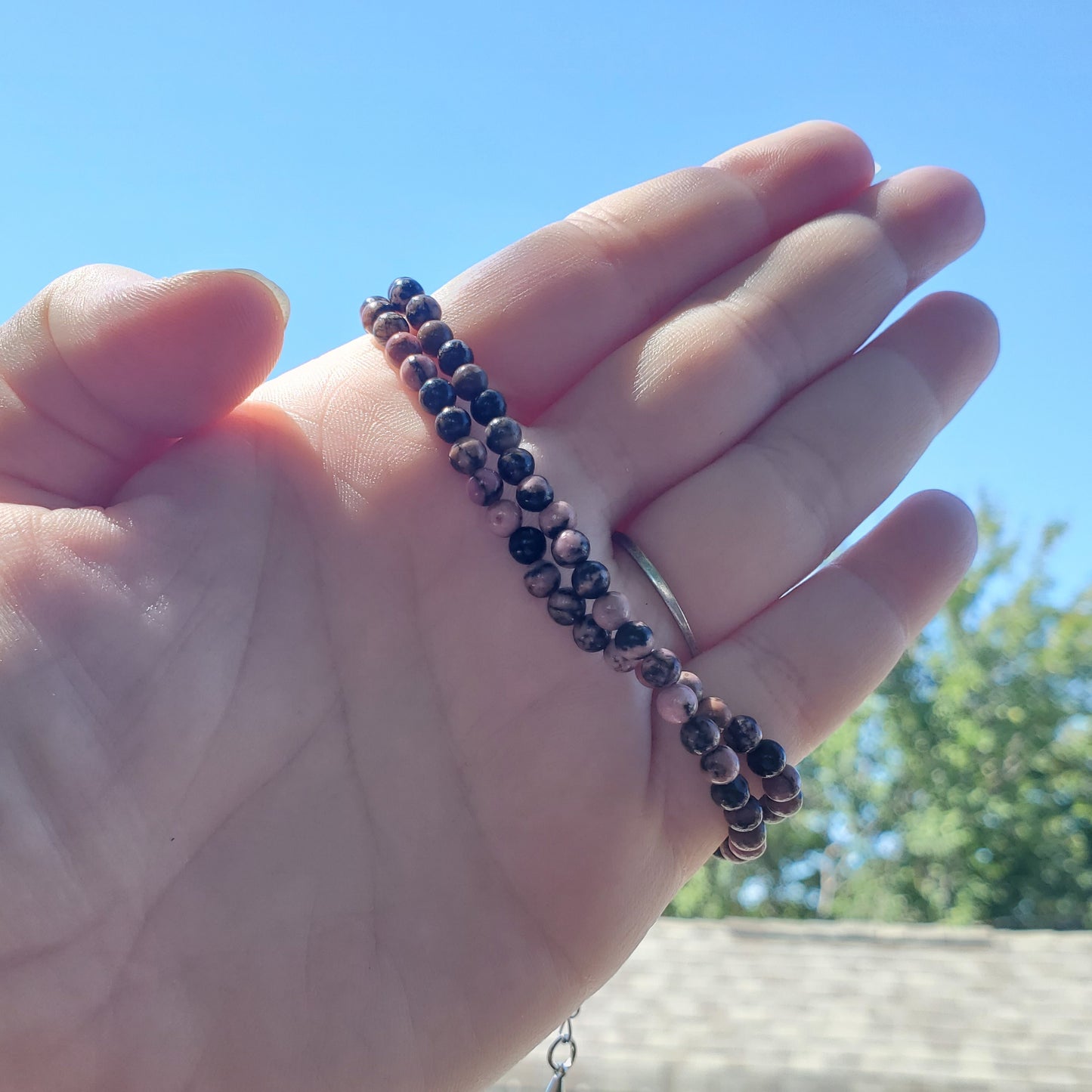 4mm Rhodonite Double Wrap Bracelet/Necklace