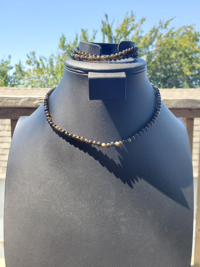 4mm Golden Obsidian Double Wrap Bracelet/Necklace